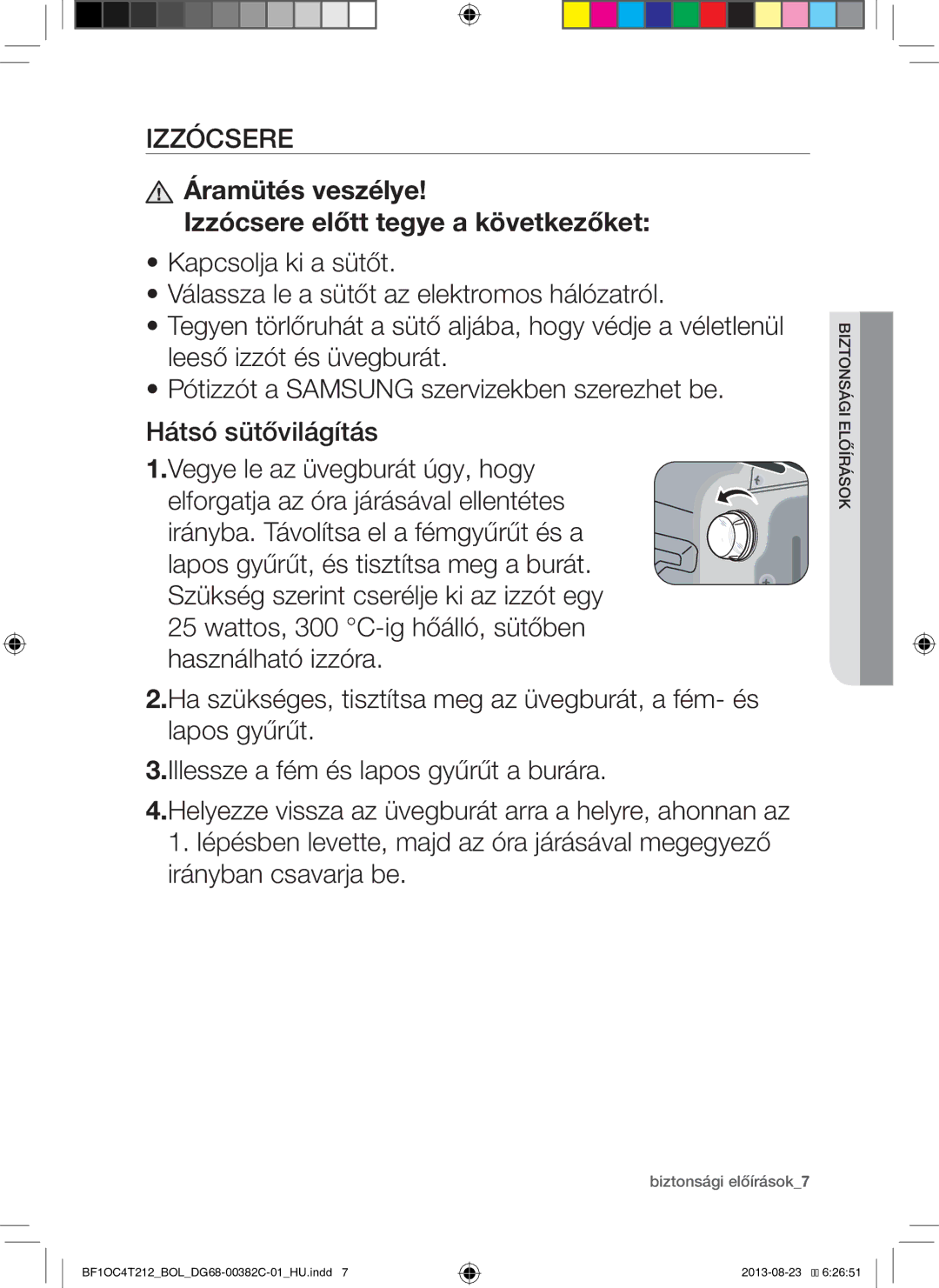 Samsung BF1OC4T212/BOL manual Biztonsági előírások7 