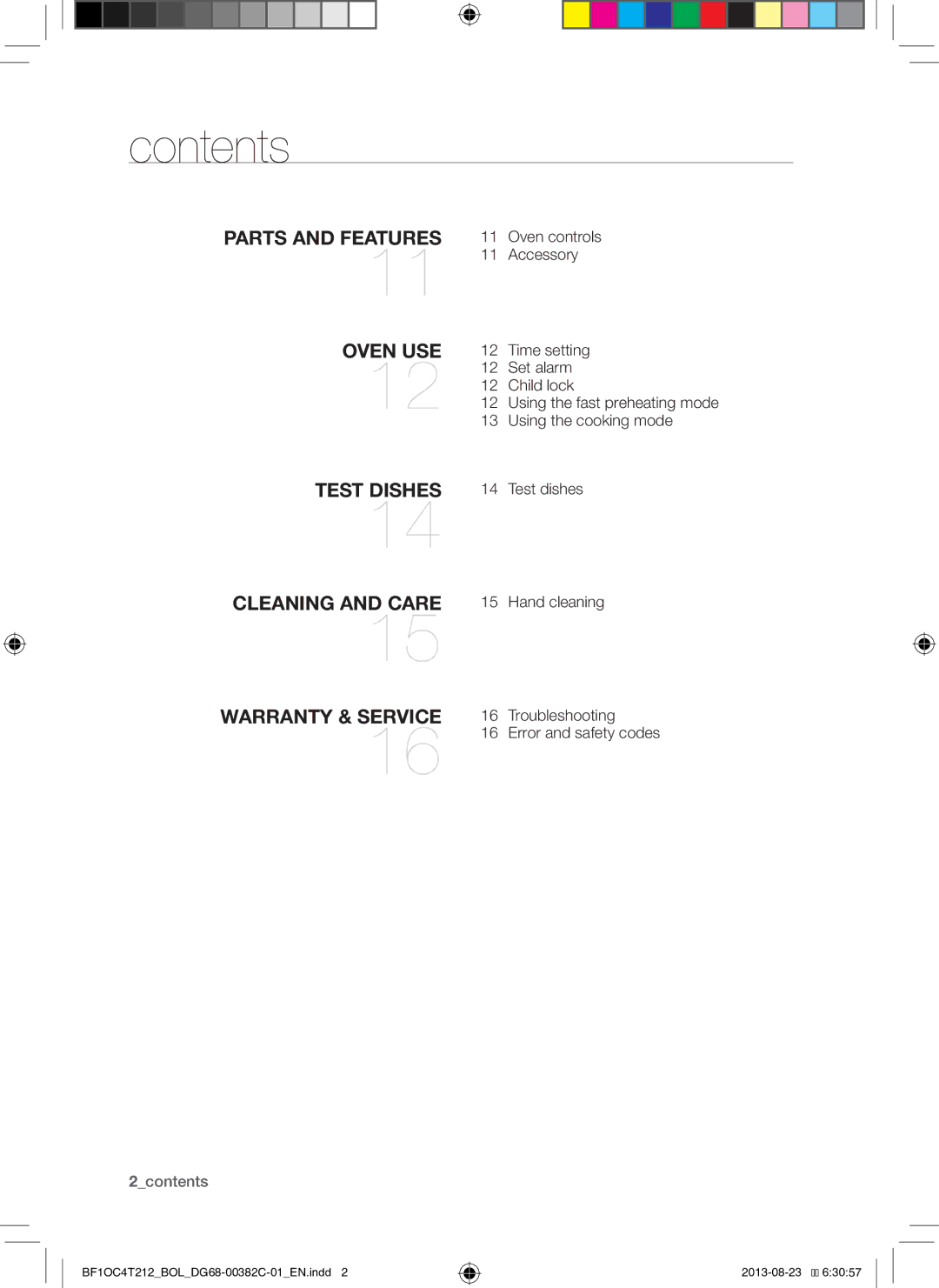 Samsung BF1OC4T212/BOL manual Contents 