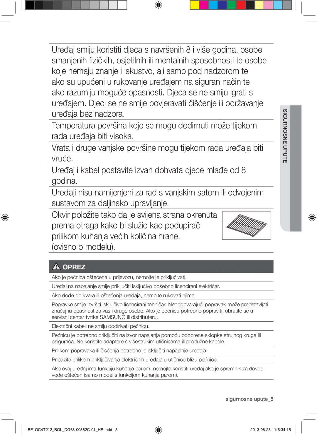 Samsung BF1OC4T212/BOL manual Sigurnosne upute5, Sne upute sigurno 