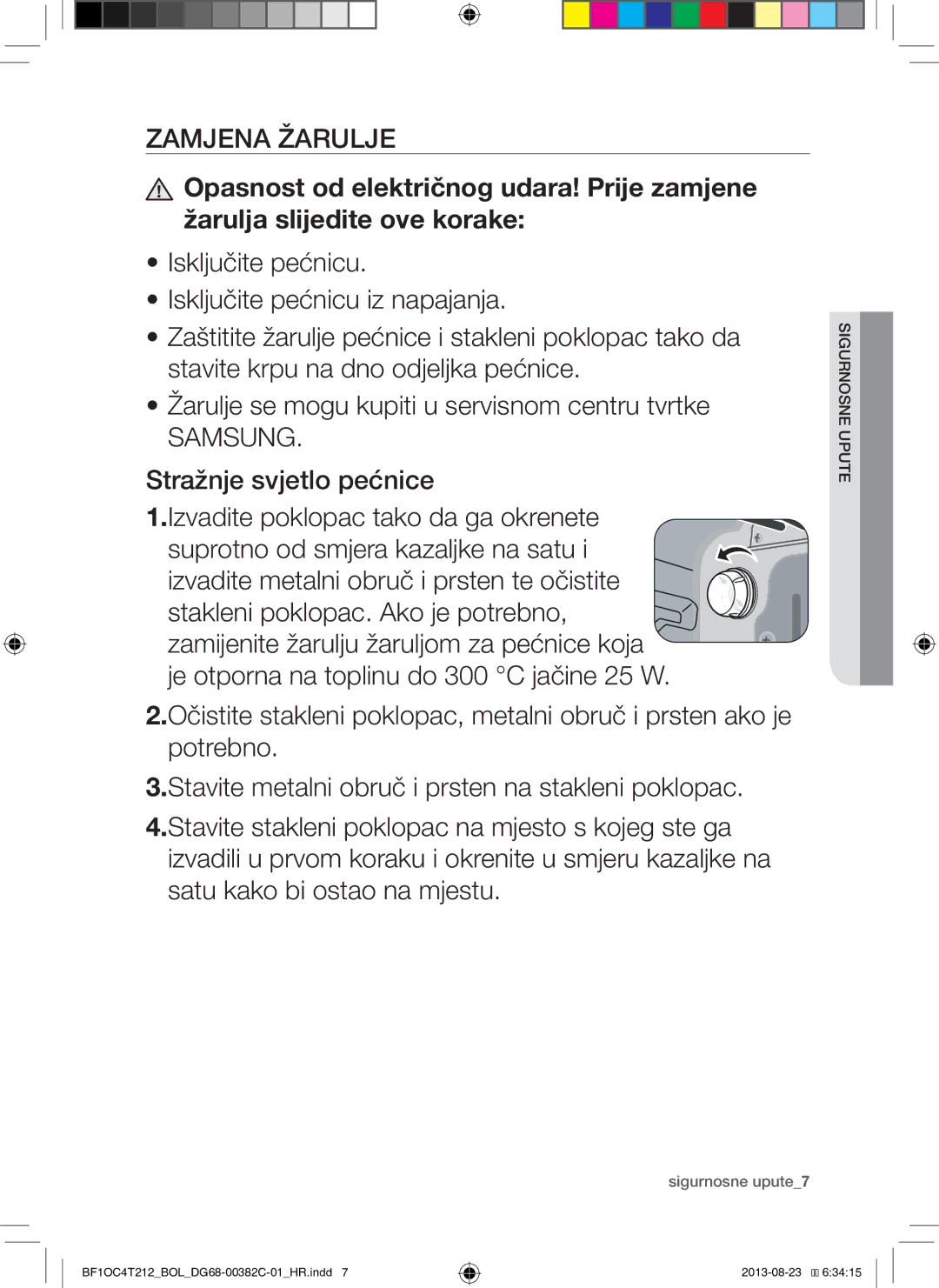 Samsung BF1OC4T212/BOL manual Sigurnosne upute7 