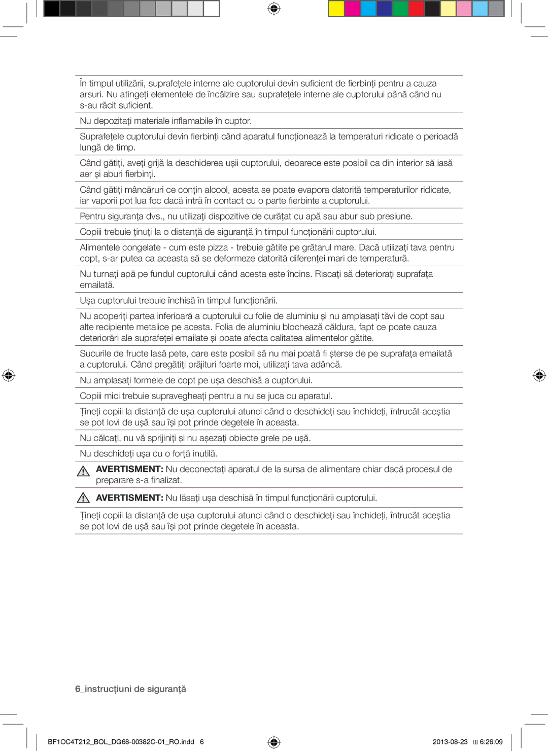 Samsung BF1OC4T212/BOL manual 6instrucţiuni de siguranţă 