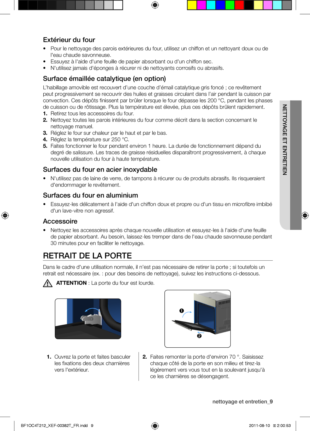 Samsung BF1OC4T212/XEF manual Retrait de la porte 