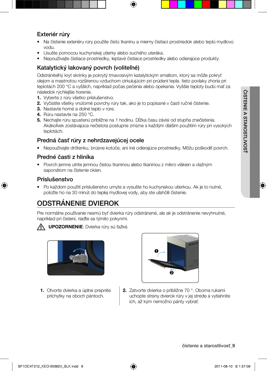 Samsung BF1OC4T212/XEO manual Odstránenie dvierok 