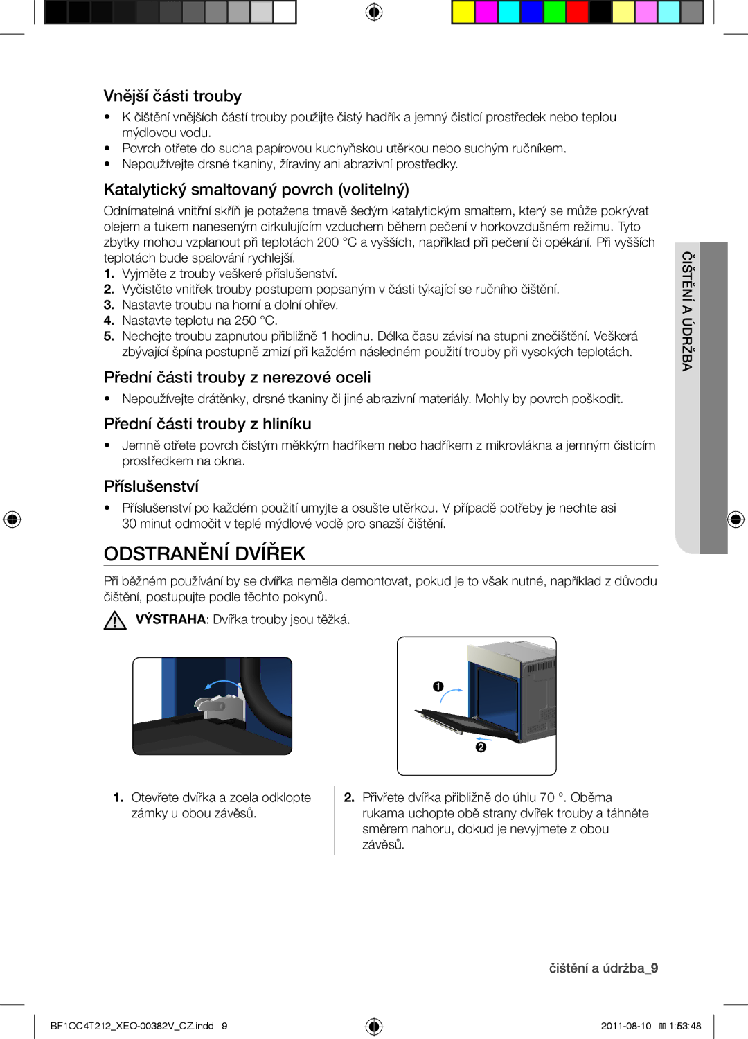 Samsung BF1OC4T212/XEO manual Odstranění dvířek 