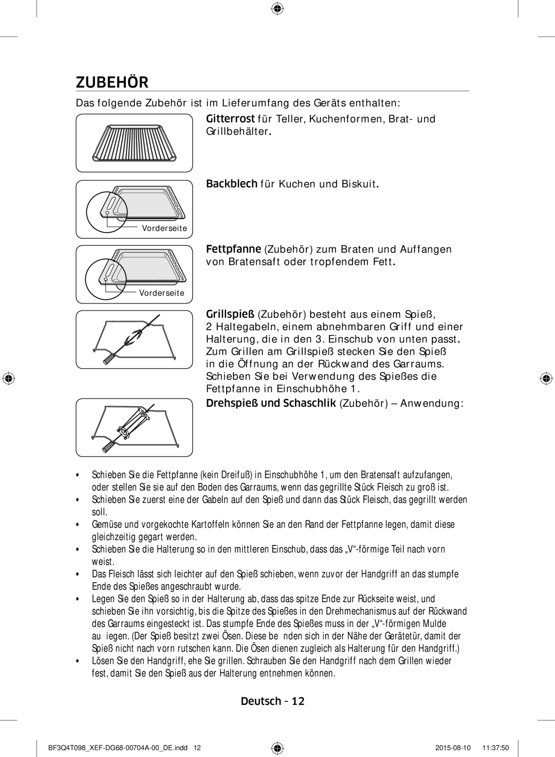 Samsung BF3Q4T098/XEF, BF3Q4T097/XEF manual Zubehör 