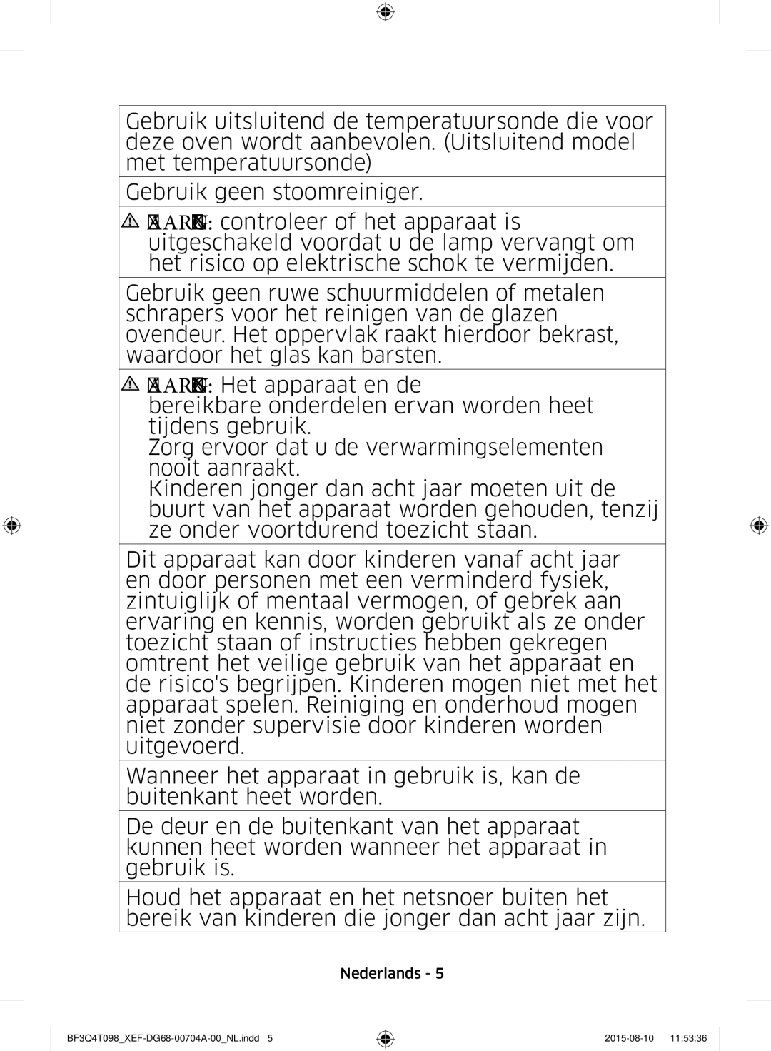 Samsung BF3Q4T097/XEF, BF3Q4T098/XEF manual Nederlands 