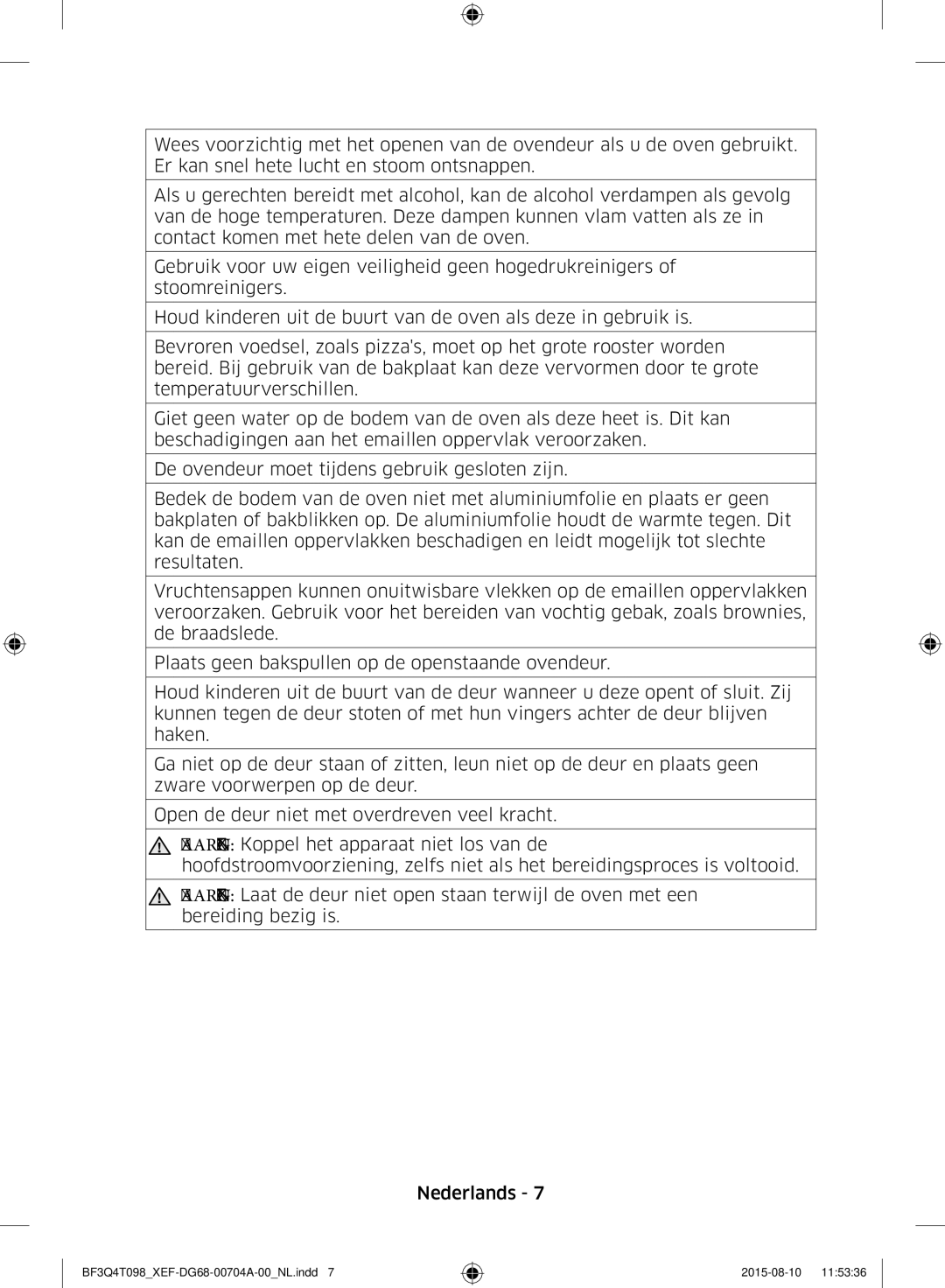 Samsung BF3Q4T097/XEF, BF3Q4T098/XEF manual BF3Q4T098XEF-DG68-00704A-00NL.indd 2015-08-10 