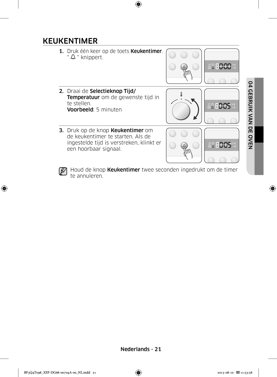 Samsung BF3Q4T097/XEF, BF3Q4T098/XEF manual Keukentimer 