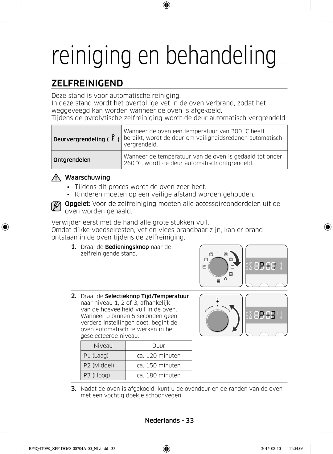 Samsung BF3Q4T097/XEF, BF3Q4T098/XEF manual Zelfreinigend, Reinigen EN Onderhoud 