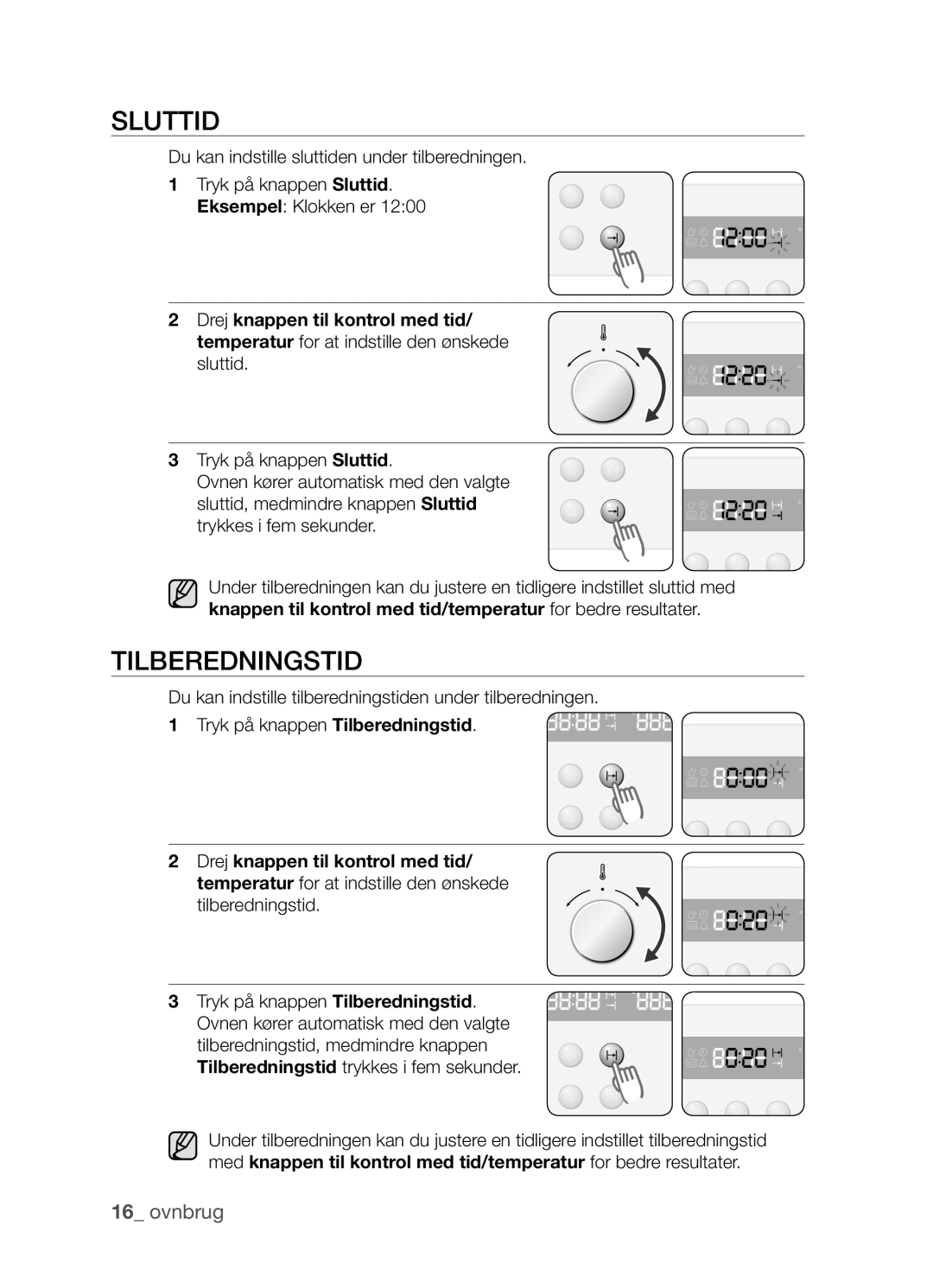 Samsung BF3Q4W098/XEE, BF3Q4T098/XEE manual Sluttid, Tilberedningstid 