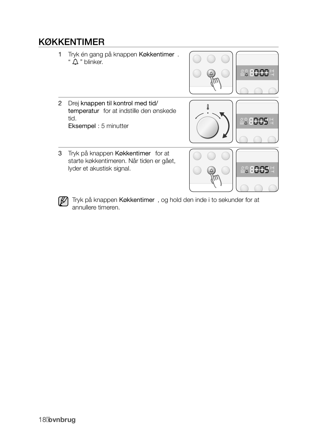 Samsung BF3Q4W098/XEE, BF3Q4T098/XEE manual Køkkentimer 