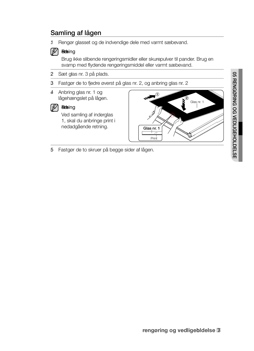 Samsung BF3Q4T098/XEE, BF3Q4W098/XEE manual Samling af lågen 