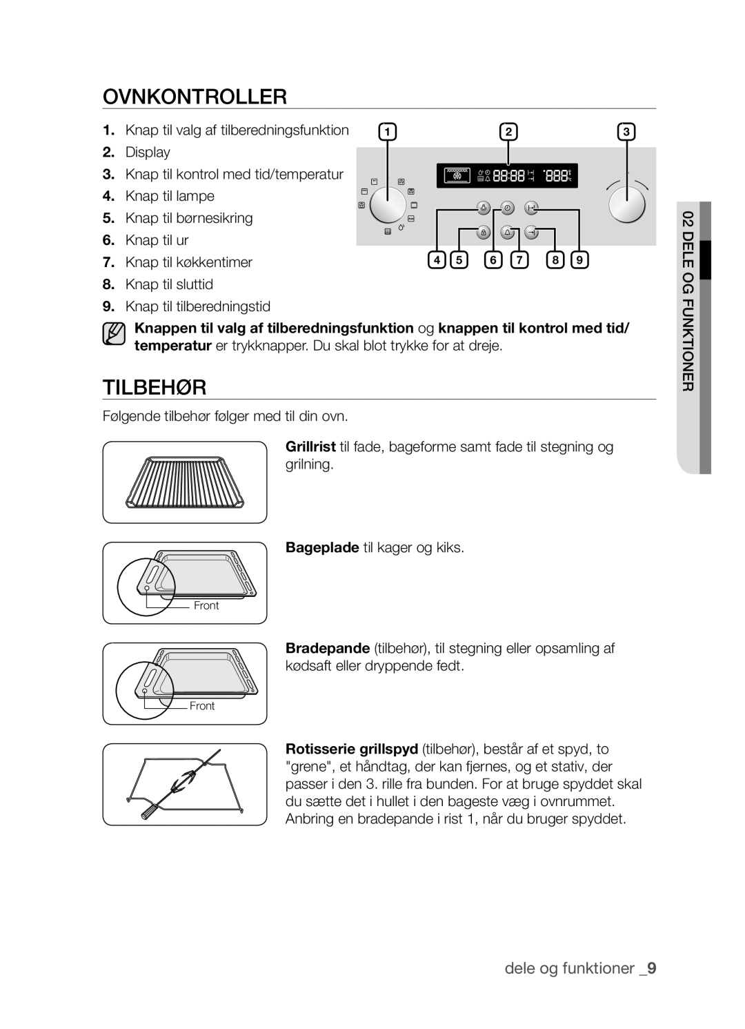 Samsung BF3Q4T098/XEE, BF3Q4W098/XEE manual Ovnkontroller, Tilbehør 