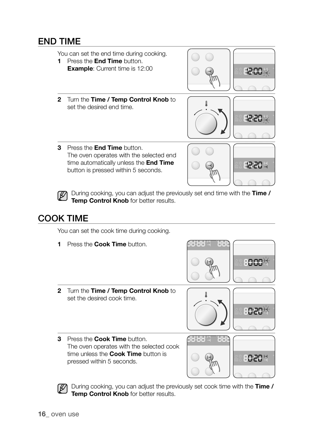 Samsung BF3Q4W098/XEE, BF3Q4T098/XEE manual End time, Cook time 