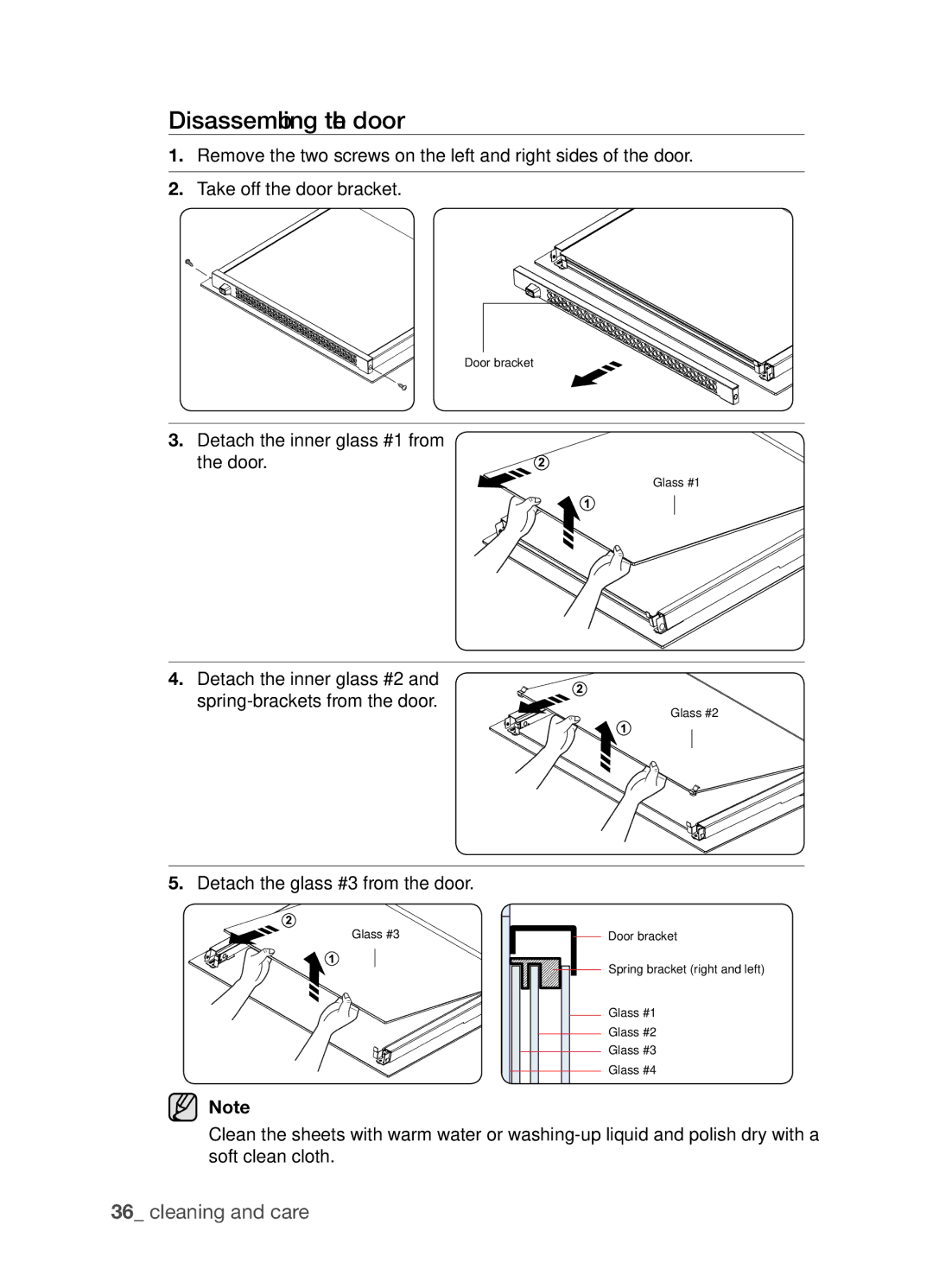 Samsung BF3Q4W098/XEE, BF3Q4T098/XEE manual Disassembling the door 