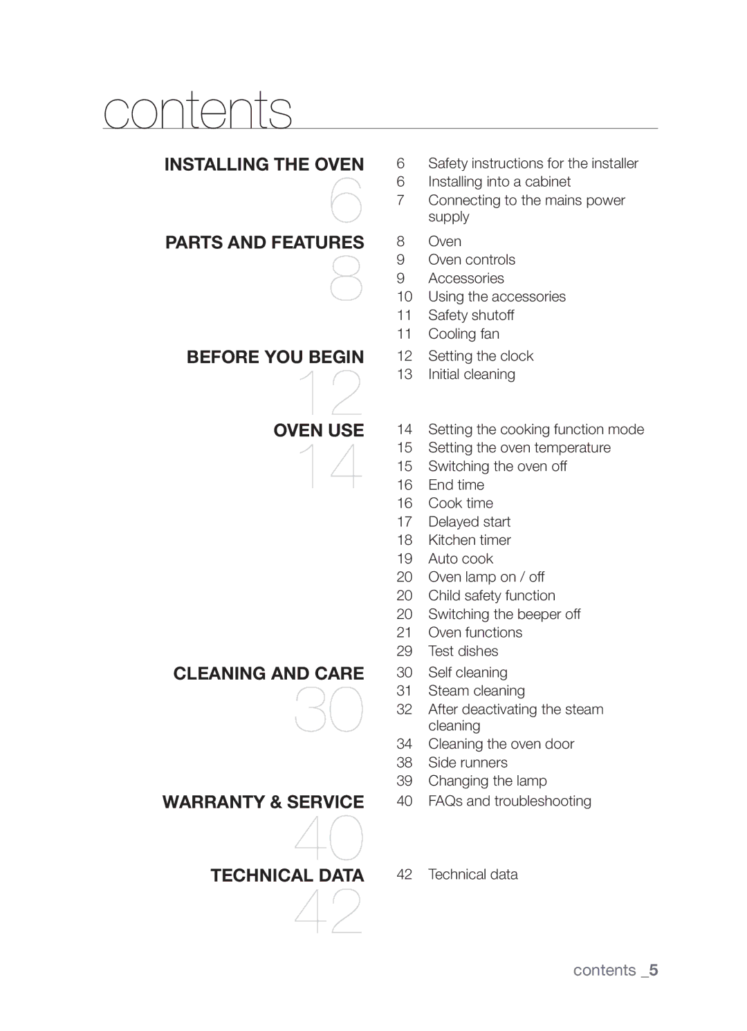 Samsung BF3Q4T098/XEE, BF3Q4W098/XEE manual Contents 