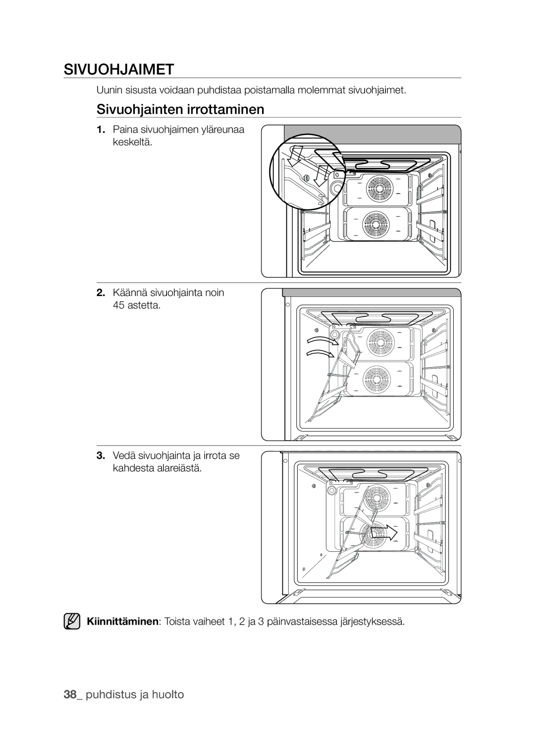 Samsung BF3Q4W098/XEE, BF3Q4T098/XEE manual Sivuohjaimet, Sivuohjainten irrottaminen 