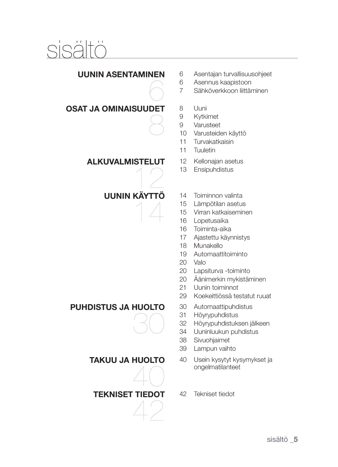 Samsung BF3Q4T098/XEE, BF3Q4W098/XEE manual Sisältö 