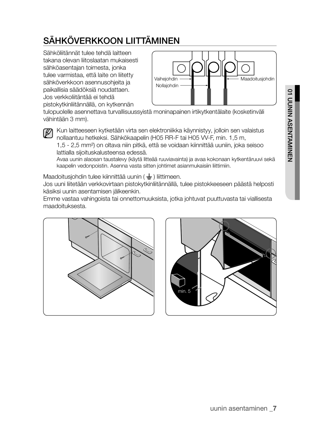 Samsung BF3Q4T098/XEE, BF3Q4W098/XEE manual Sähköverkkoon liittäminen, Uentaminenunin01a 