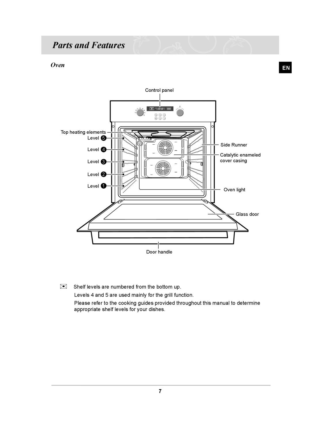 Samsung BF62CCBST owner manual Parts and Features, Oven 