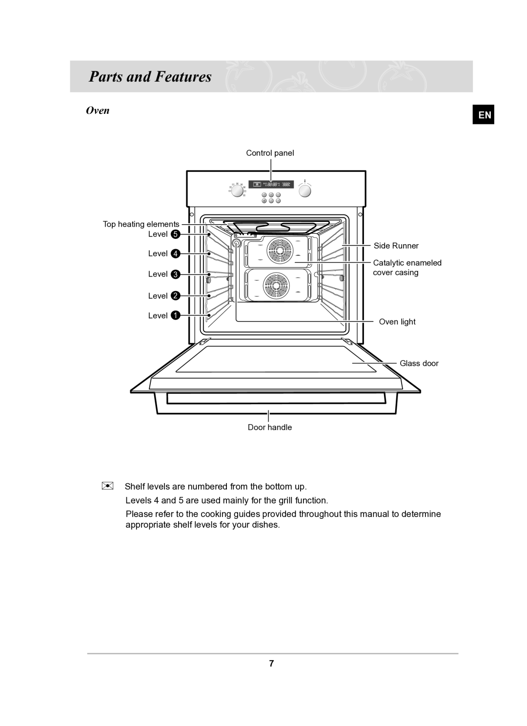 Samsung BF62CCBST/BOL manual Parts and Features, Oven 