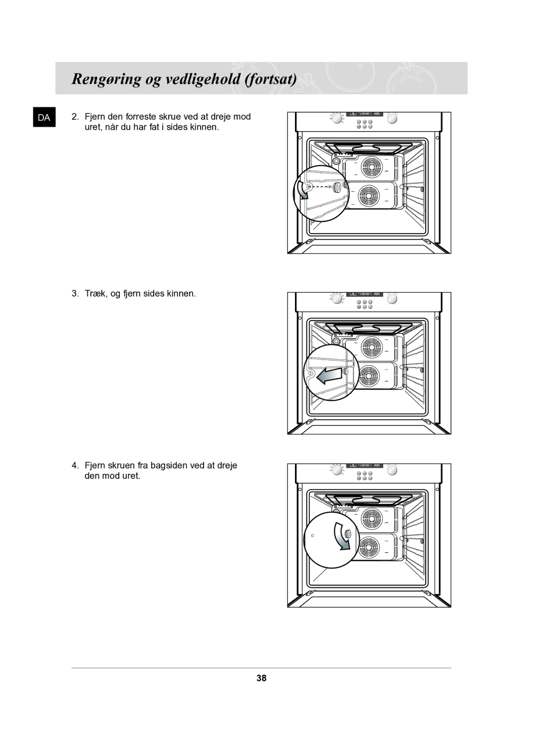 Samsung BF62CCBST/XEE manual Uret, når du har fat i sides kinnen 