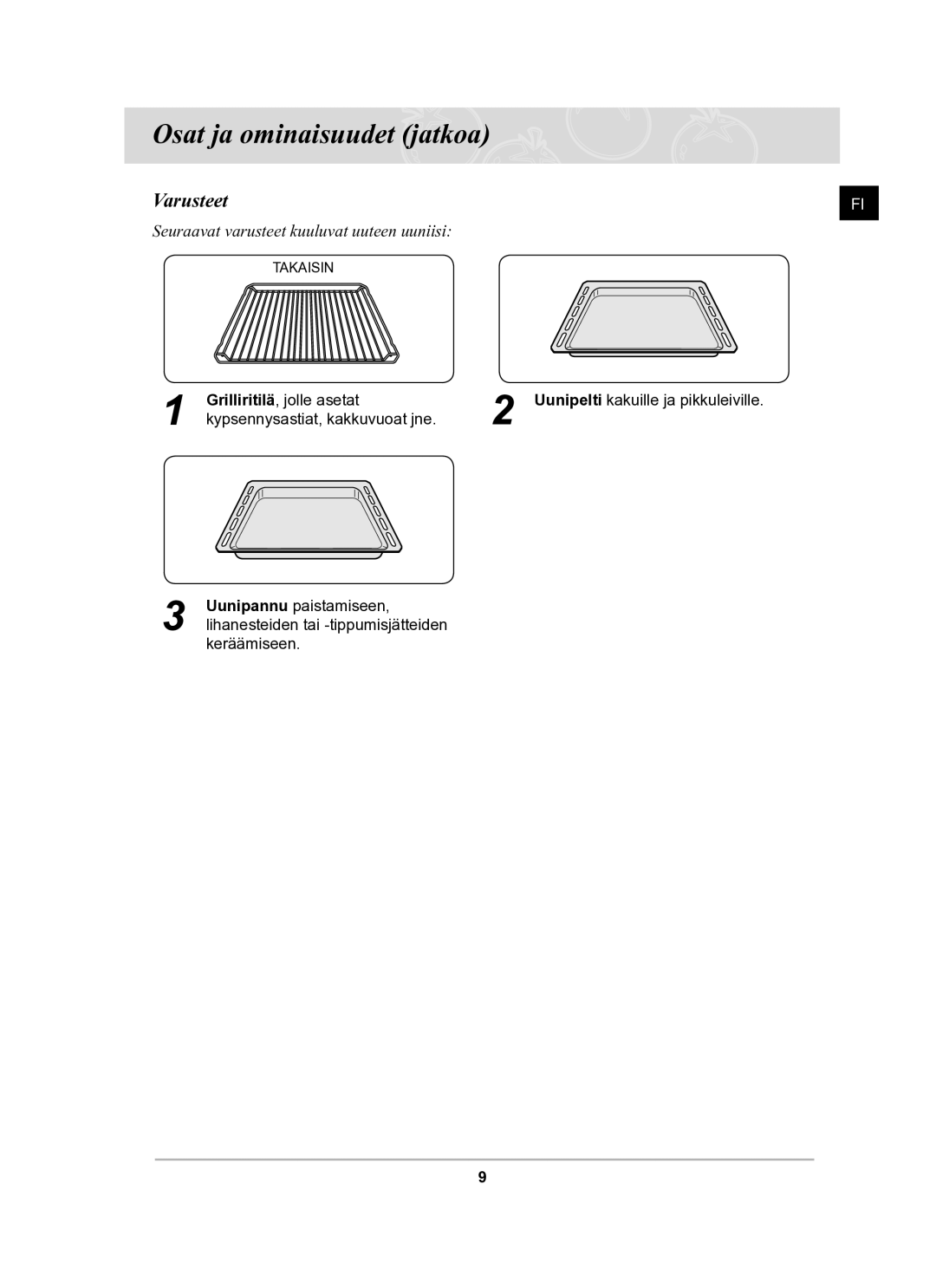 Samsung BF62CCBST/XEE manual Varusteet 