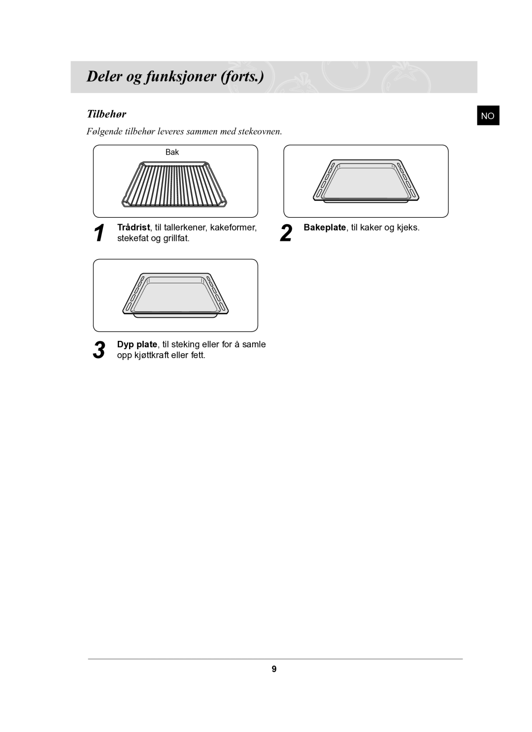 Samsung BF62CCBST/XEE manual Tilbehør 