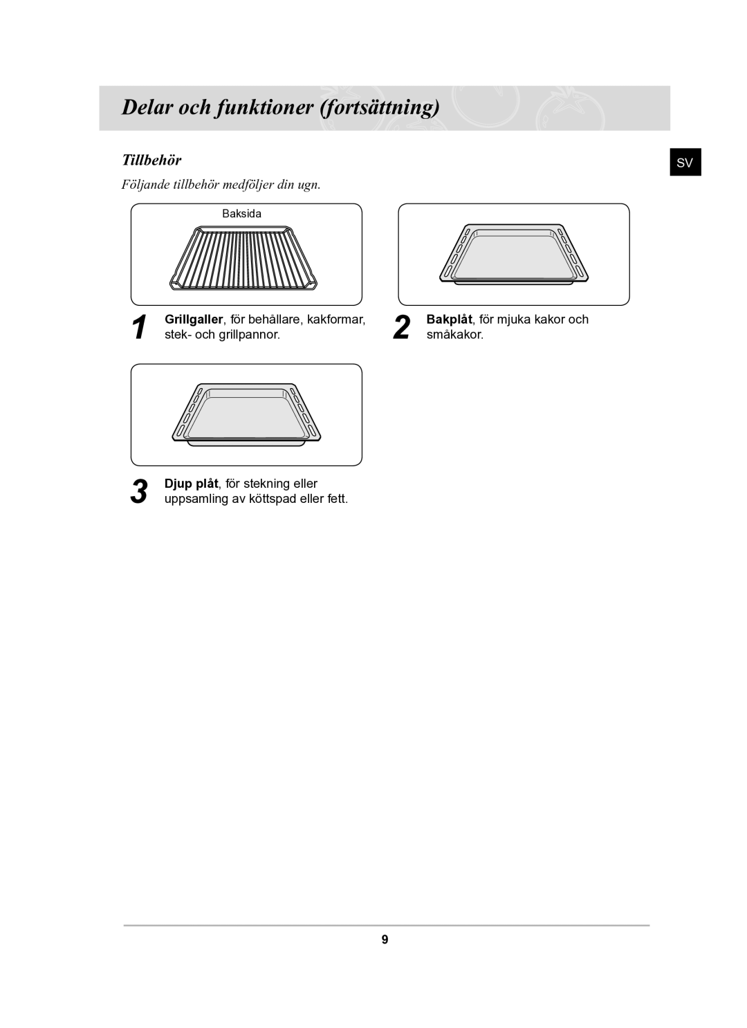 Samsung BF62CCBST/XEE manual Tillbehör 