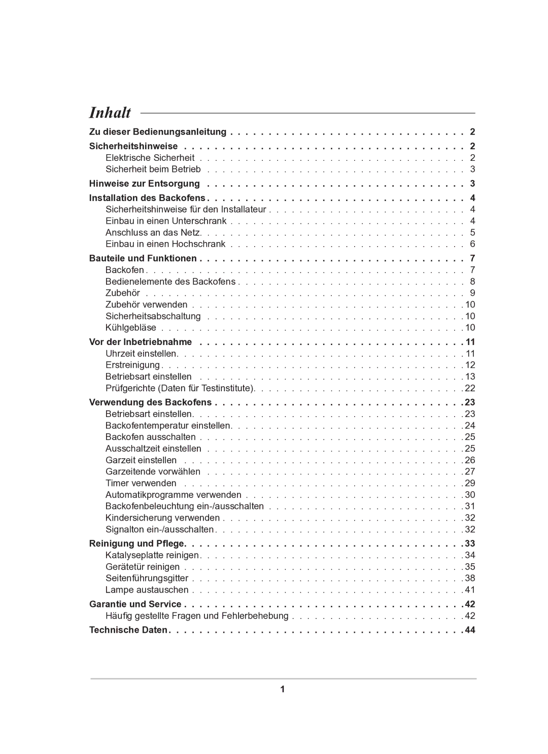 Samsung BF62CCST/XEG manual Inhalt 