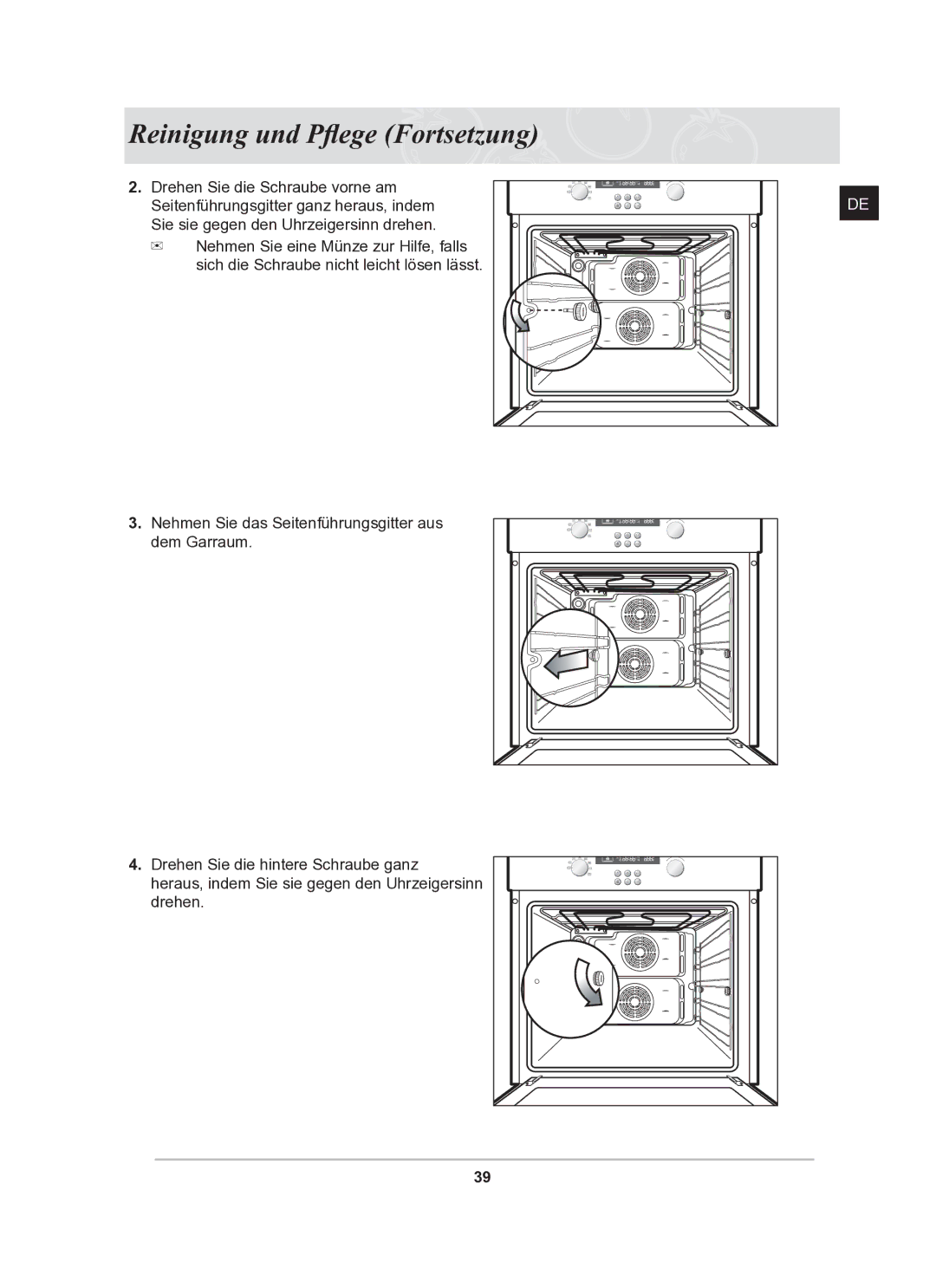 Samsung BF62CCST/XEG manual Reinigung und Pflege Fortsetzung 