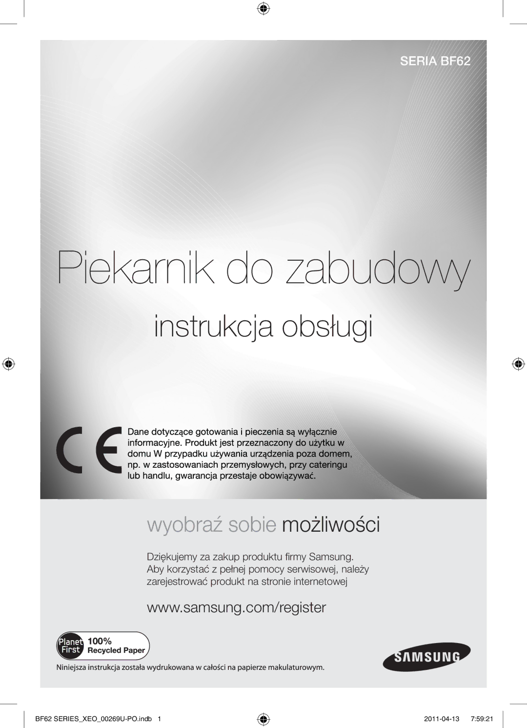 Samsung BF62TCST/XEO, BF62TCST/XEG manual Piekarnik do zabudowy 