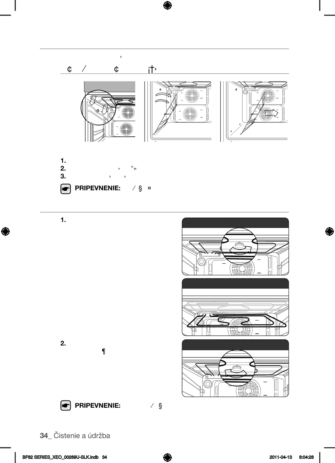 Samsung BF62TCST/XEG, BF62TCST/XEO manual Vodiace lišty, Čistenie horného ohrievača, Odpojenie vodiacich líšt 