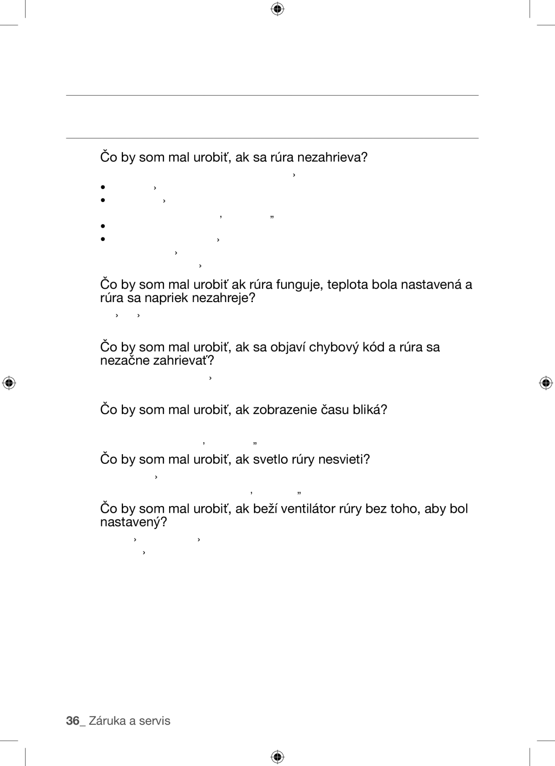 Samsung BF62TCST/XEG, BF62TCST/XEO manual Záruka a servis, Najčastejšie problémy a riešenie problémov 