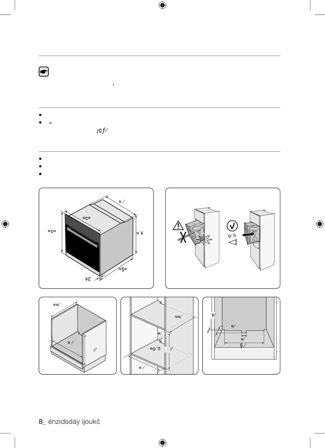 Samsung BF62TCST/XEG manual Instalace trouby, Bezpečnostní pokyny pro instalaci, Instalace do skříňky, Vysoká skříňka 