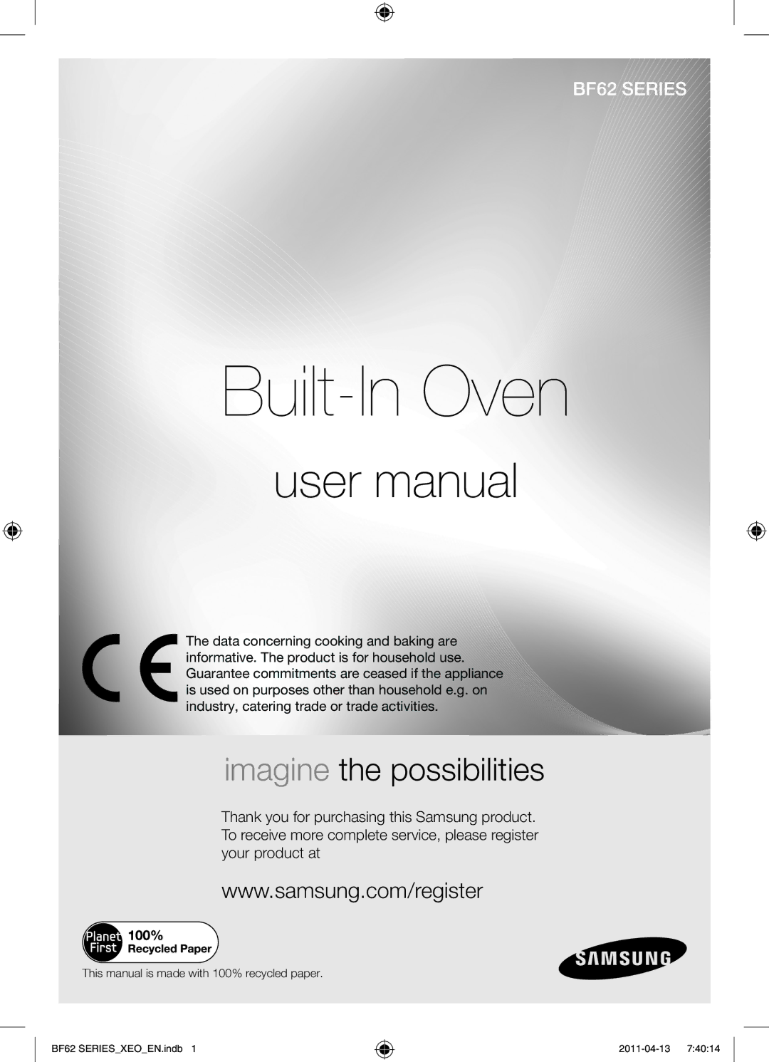 Samsung BF62TCST/XEO, BF62TCST/XEG manual Built-In Oven 