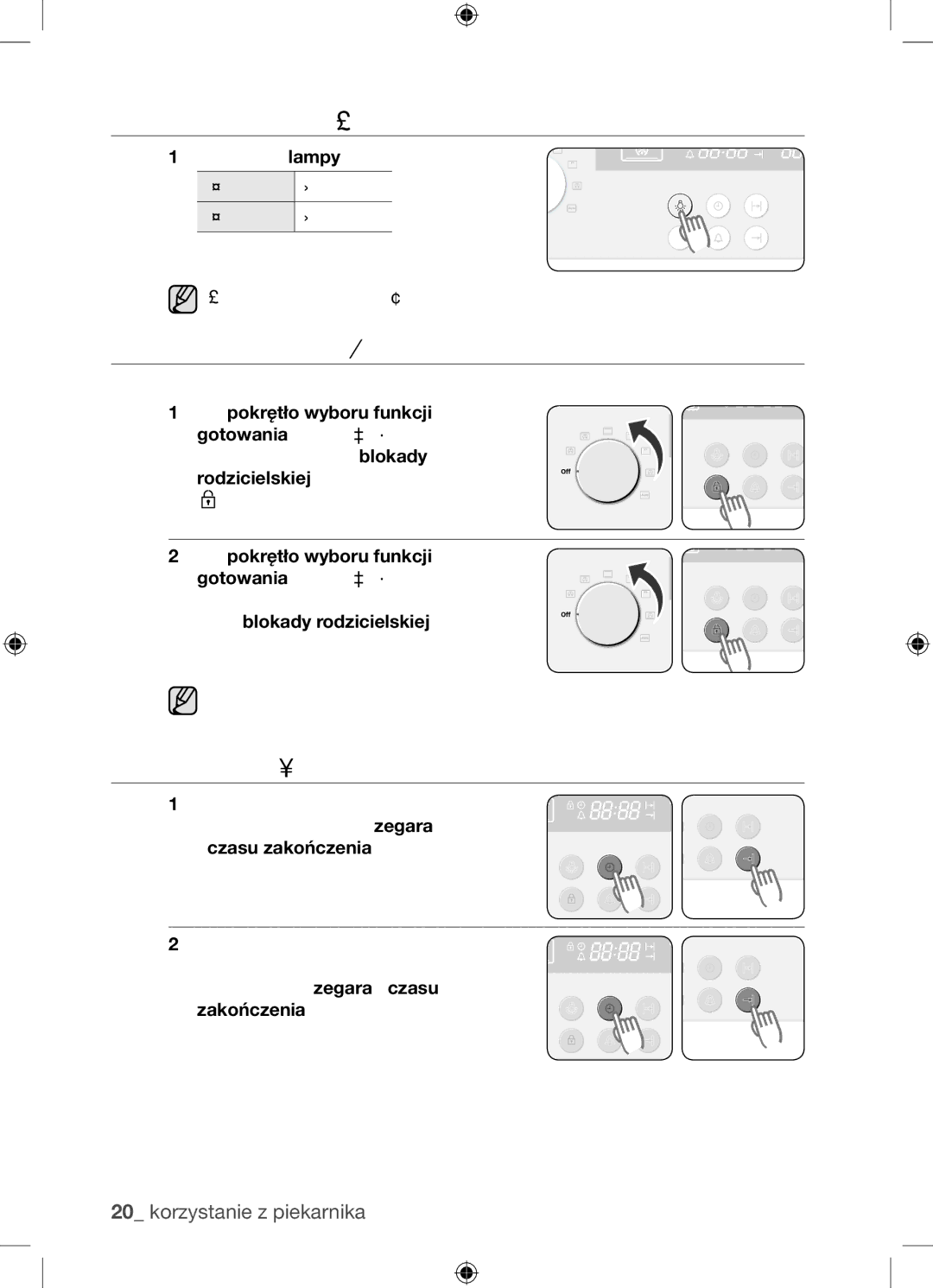 Samsung BF62TCST/XEG, BF62TCST/XEO manual Lampa piekarnika włączona/wyłączona, Funkcja zabezpieczenia przed dziećmi 