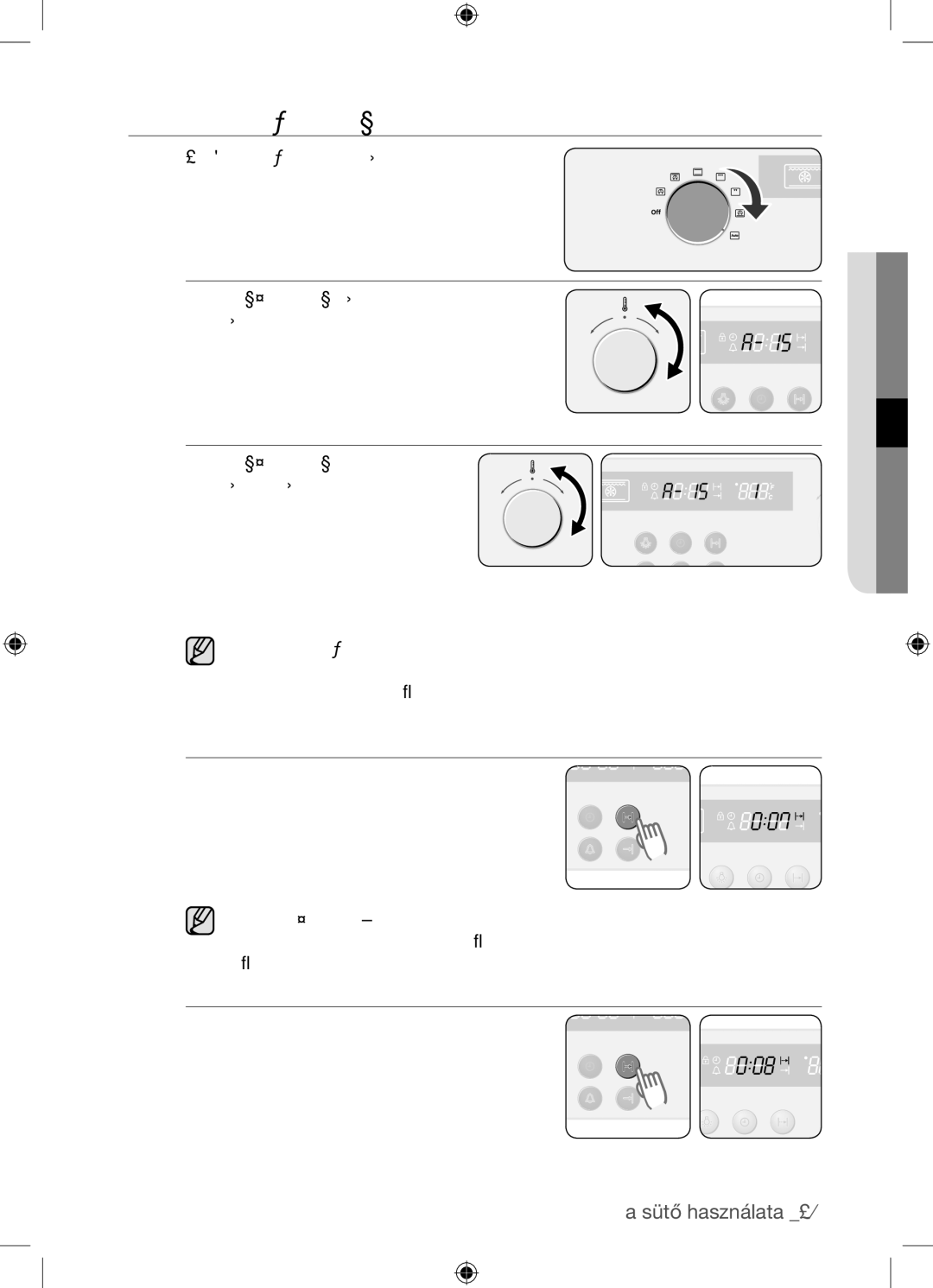 Samsung BF62TCST/XEO, BF62TCST/XEG manual Automatikus funkció opcionális, Az idő-/hőmérséklet, Az előmelegítési idő után 