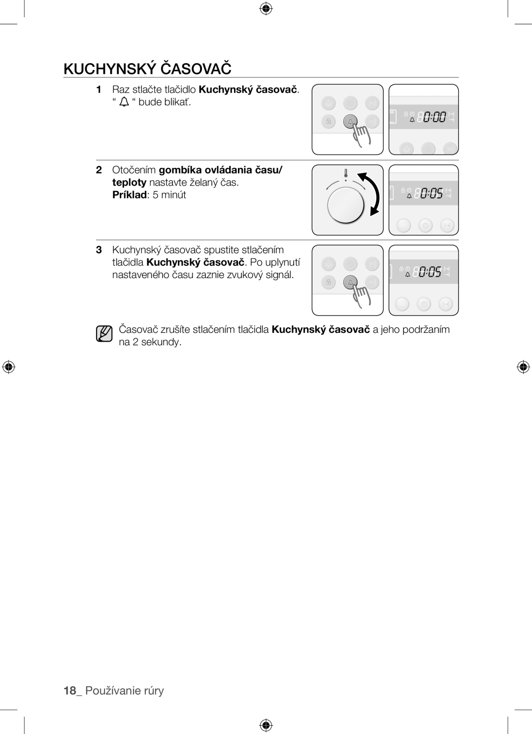 Samsung BF62TCST/XEG, BF62TCST/XEO manual Raz stlačte tlačidlo Kuchynský časovač Bude blikať 