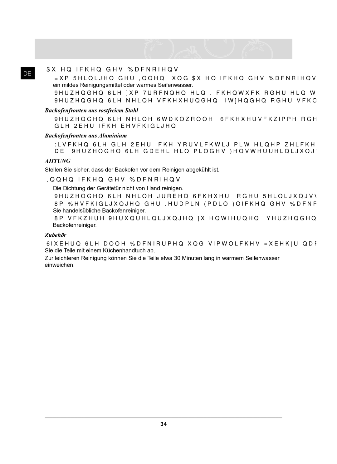 Samsung BF62TCST/XEG manual Reinigung und Pflege 