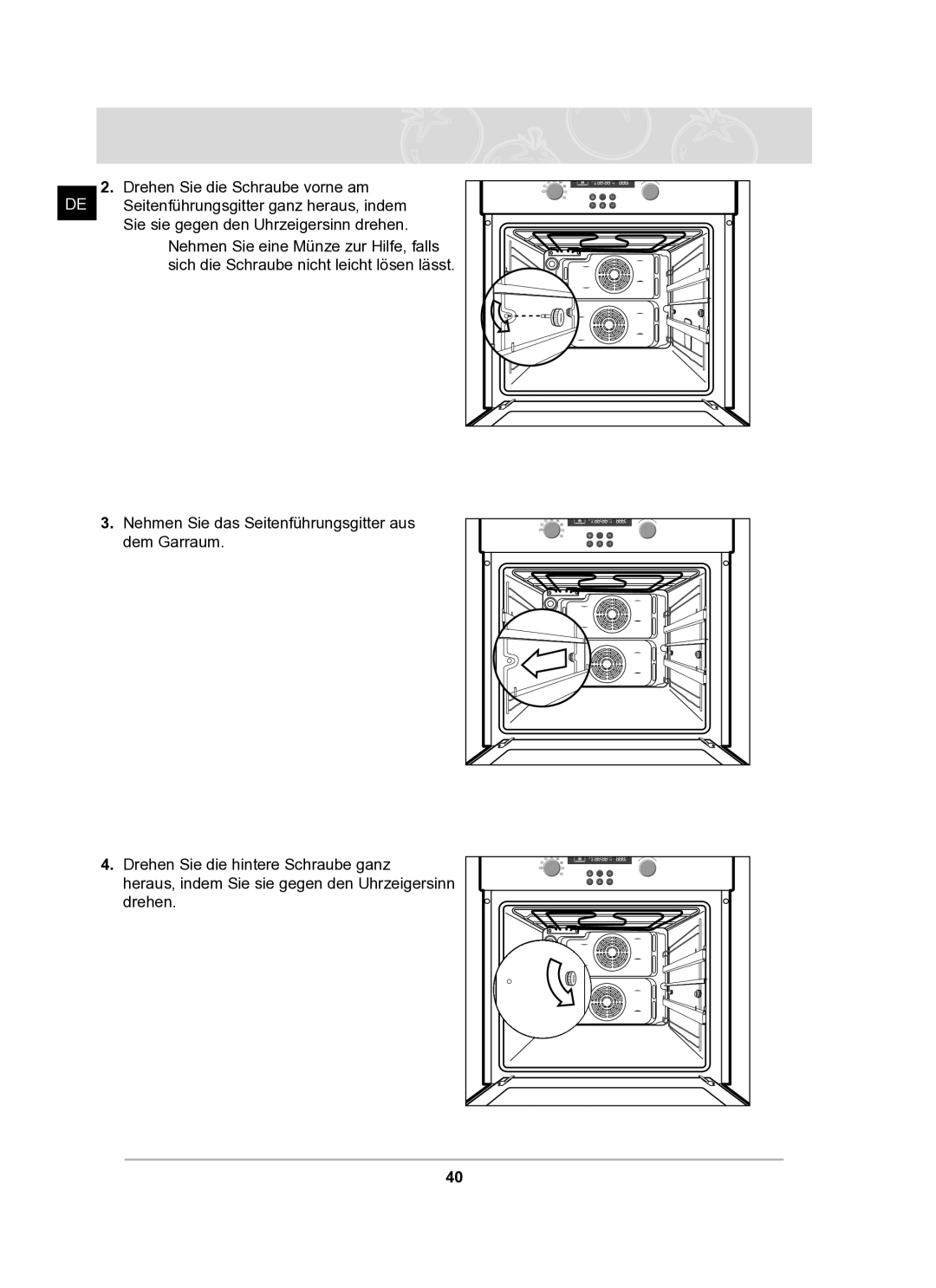 Samsung BF62TCST/XEG manual Reinigung und Pflege Fortsetzung 