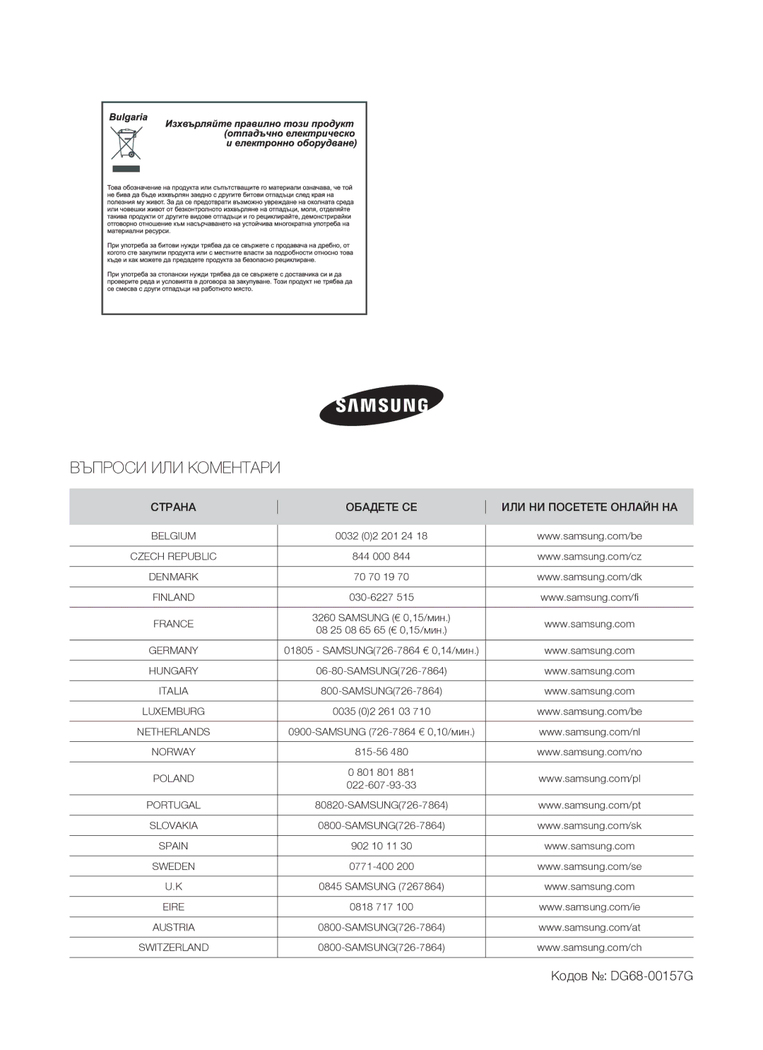 Samsung BF641FGB/BWT, BF641FGB/BOL manual Въпроси ИЛИ Коментари 