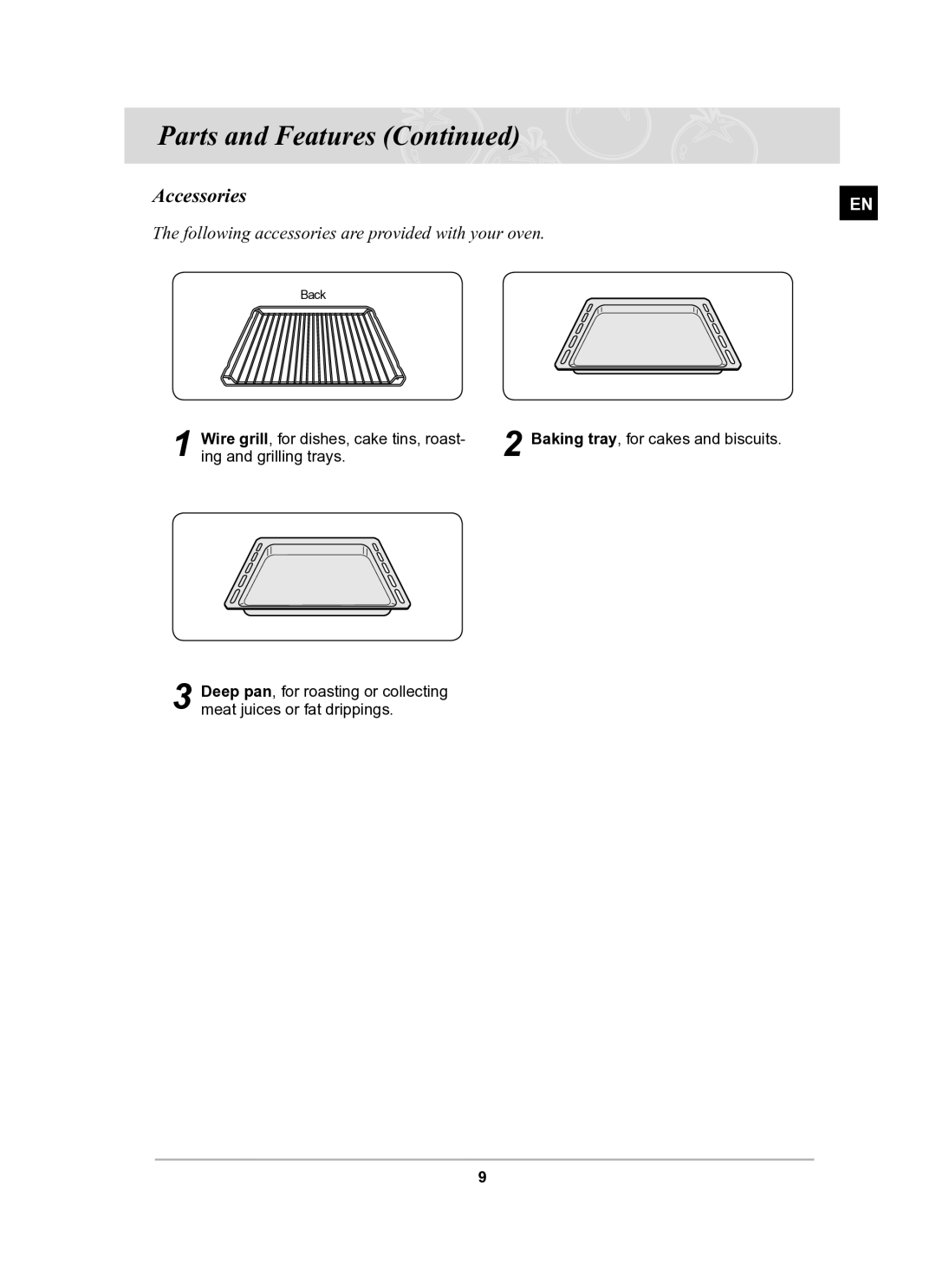 Samsung BF64CBST/XEH manual Accessories, Following accessories are provided with your oven 