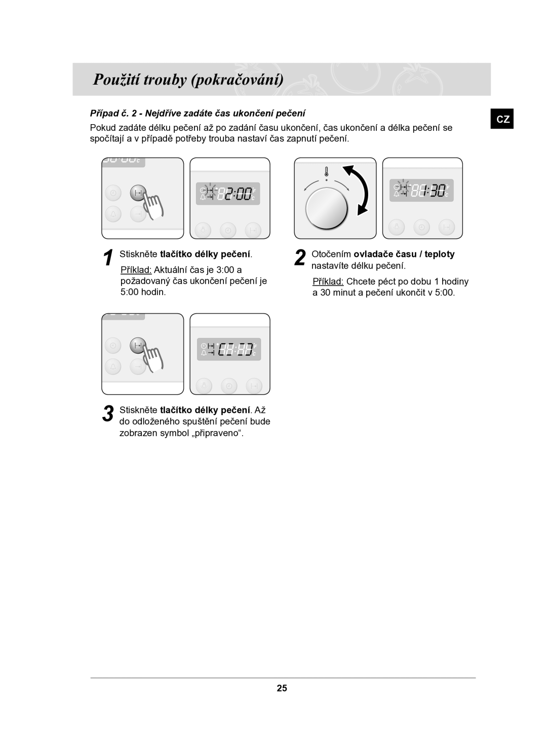 Samsung BF64CBST/XEH manual Případ č Nejdříve zadáte čas ukončení pečení 