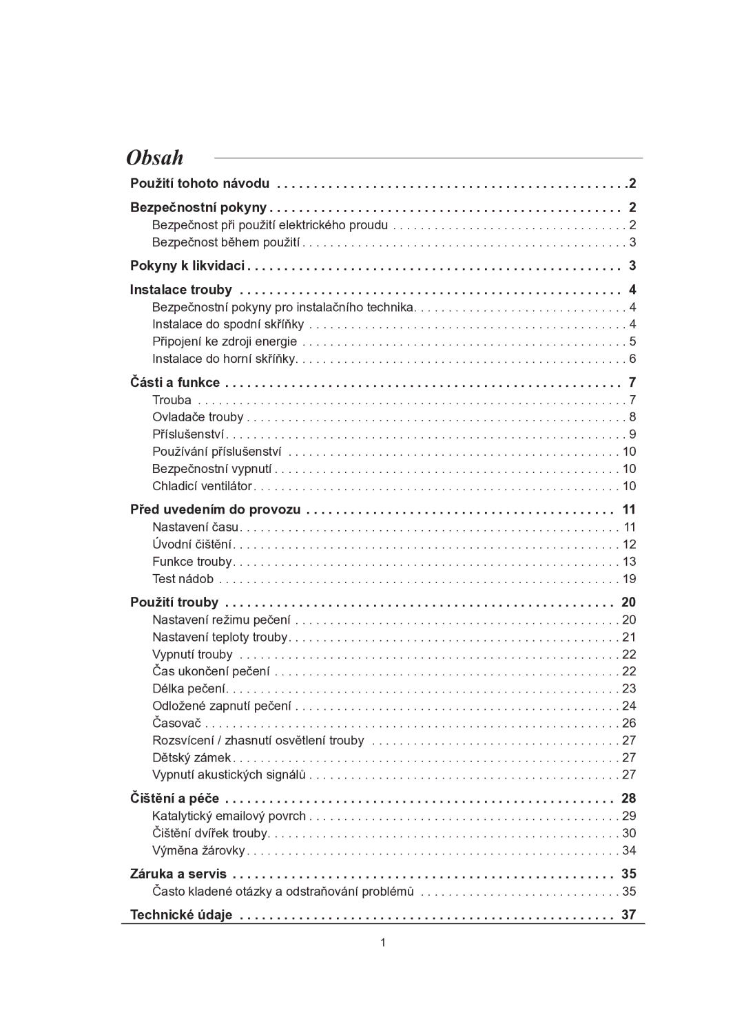 Samsung BF64CBST/XEH manual Obsah 