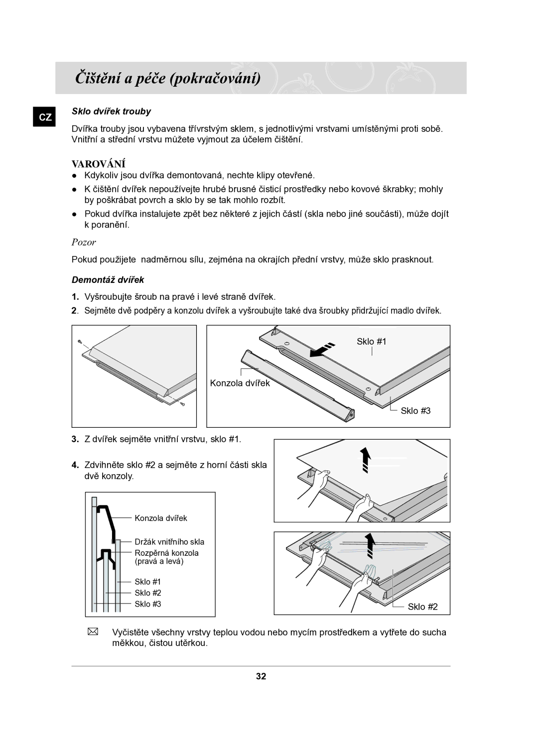 Samsung BF64CBST/XEH manual Varování, Demontáž dvířek 