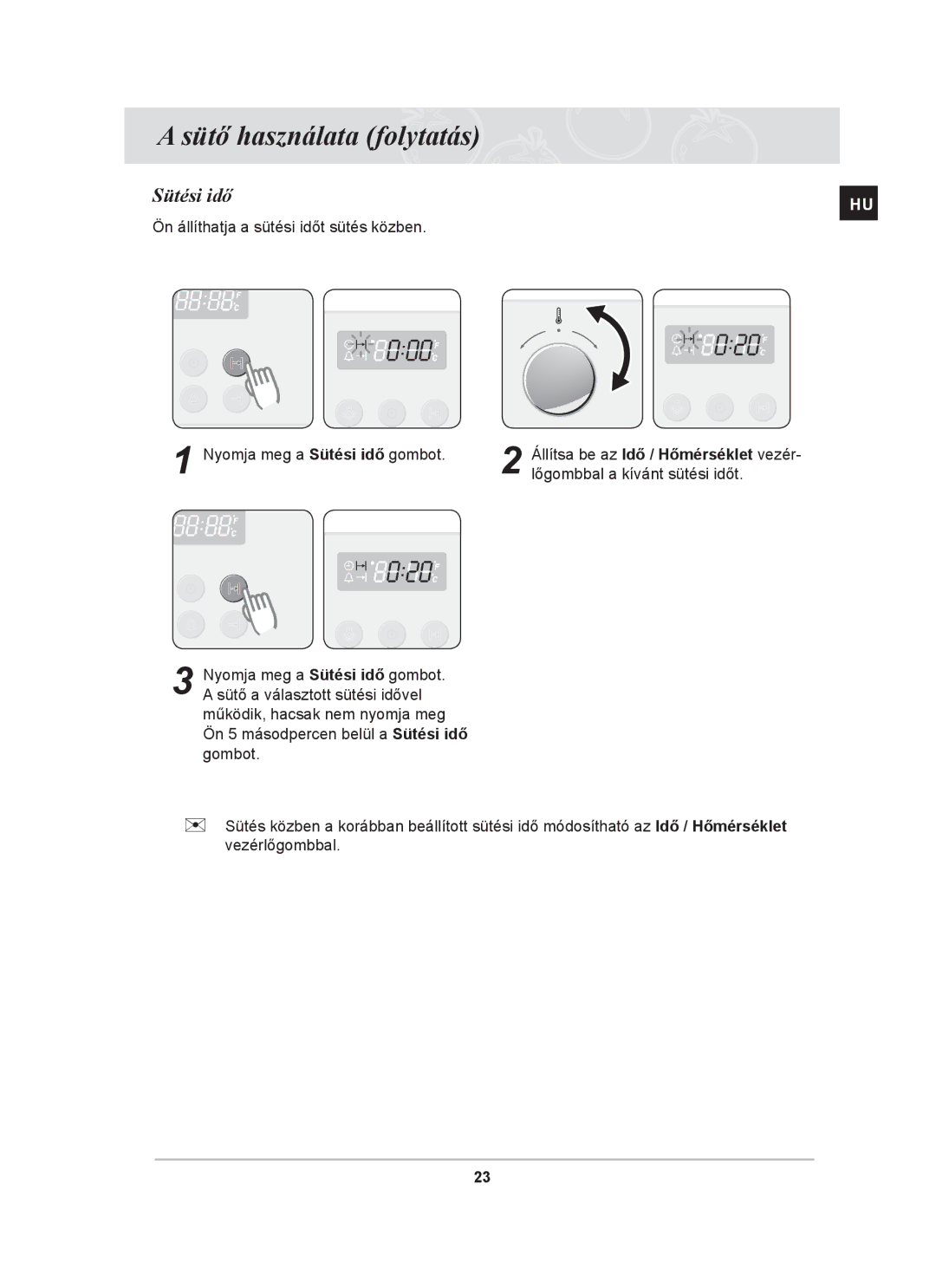 Samsung BF64CBST/XEH manual Sütési idő 