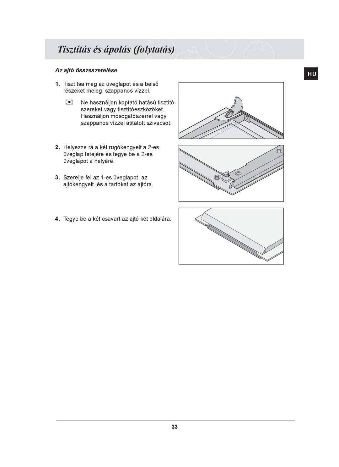 Samsung BF64CBST/XEH manual Az ajtó összeszerelése 