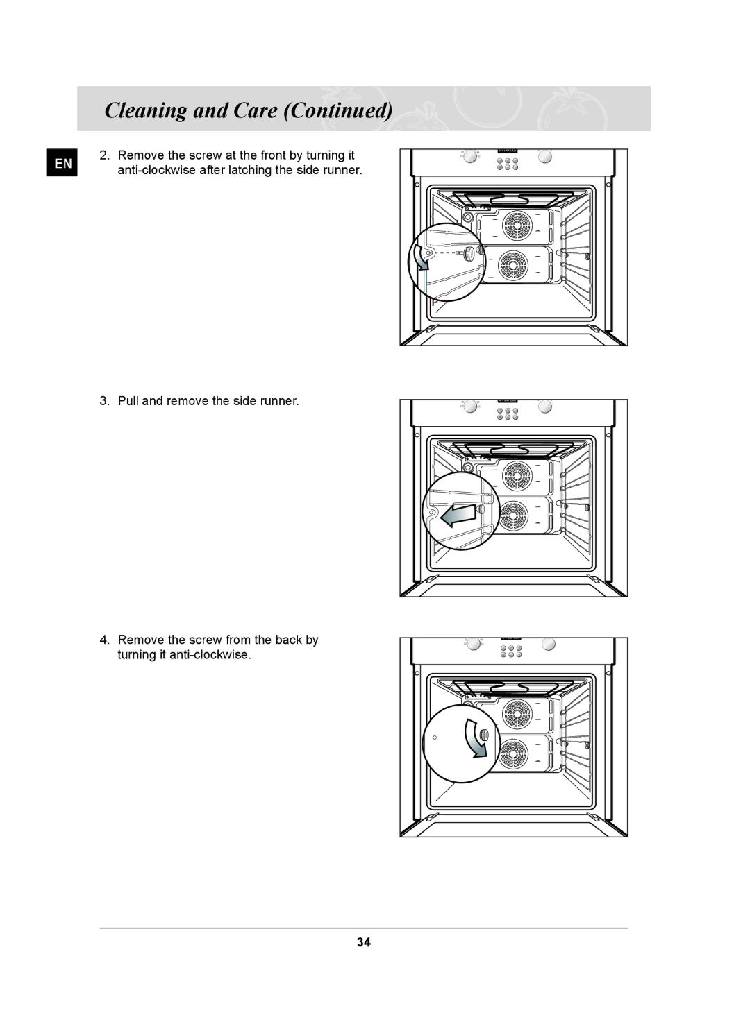 Samsung BF64CCBB, BF64CCBST owner manual Remove the screw at the front by turning it 