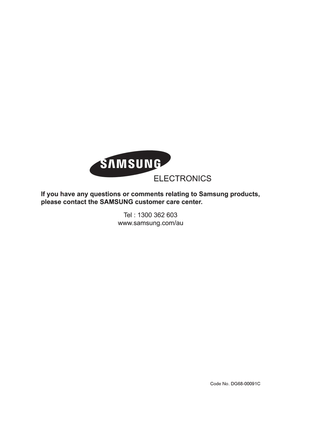 Samsung BF64CCBB, BF64CCBST owner manual Code No. DG68-00091C 